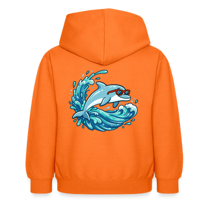 Kleiner.Delfin .große.Welle.supercool.kinder.hoodie - Orange