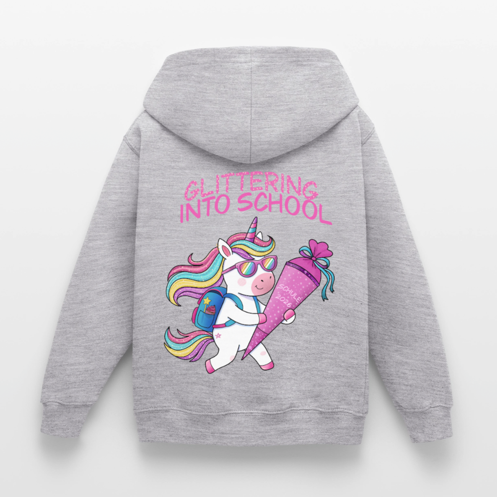 glittering-into-shool-kinder-hoodie - Hellgrau meliert