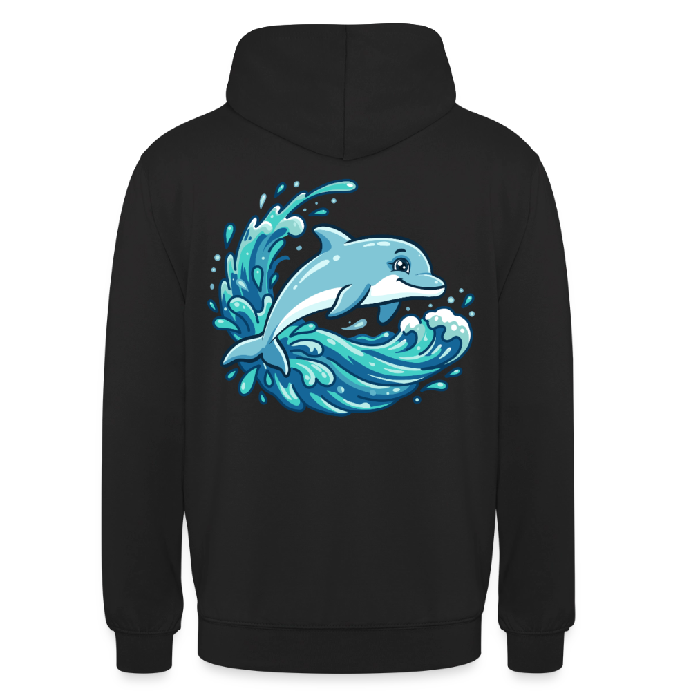 Kleiner.Delfin .große.Welle.unisex.hoodie - Schwarz