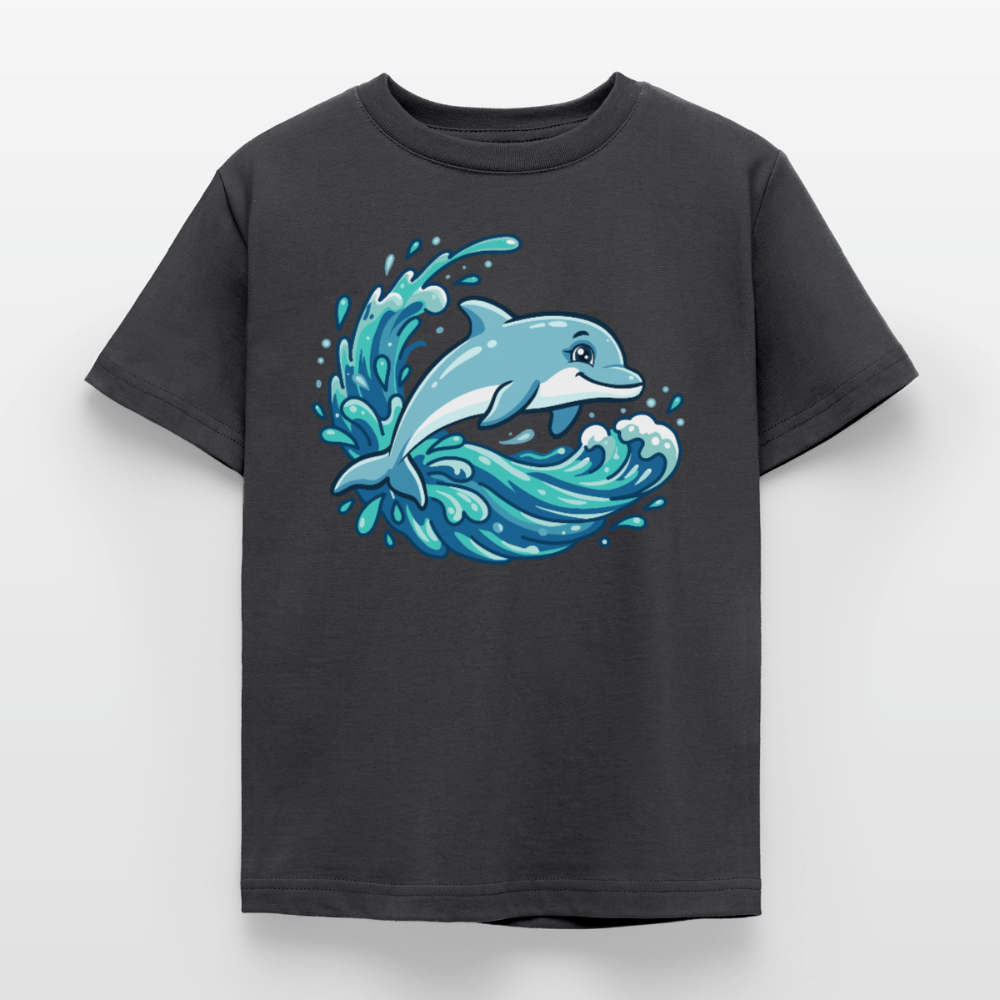 kleiner.delfin.grosse.welle.kinder.standard - Dunkelgrau