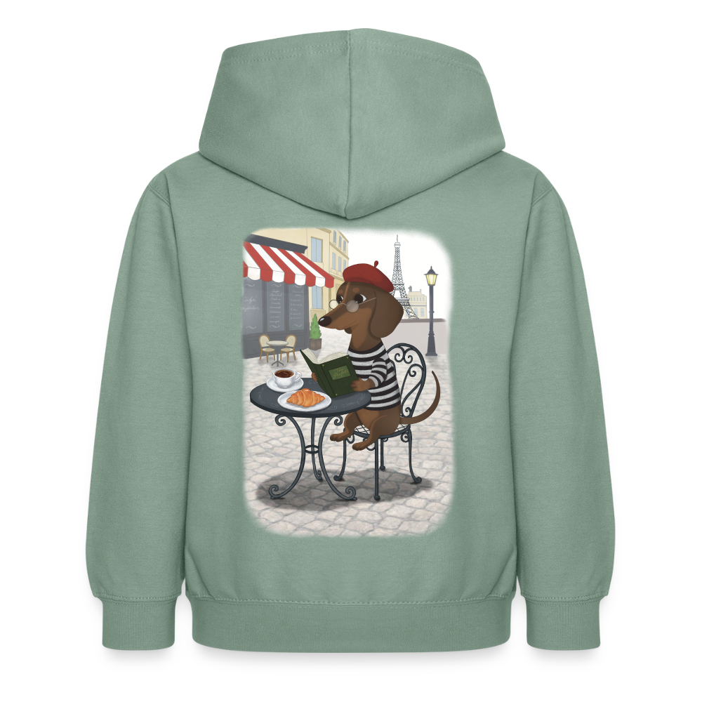 dackel.in.paris.tres.pawfect.kinder.hoodie - Graugrün