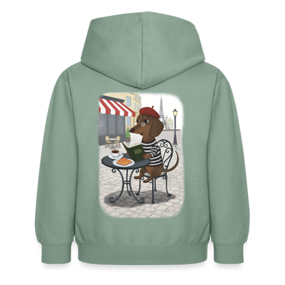 dackel.in.paris.tres.pawfect.kinder.hoodie - Graugrün