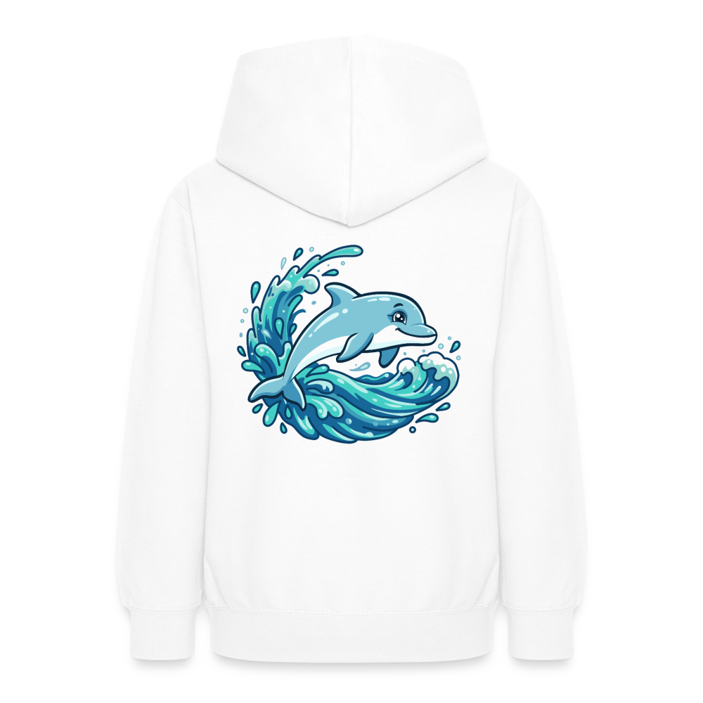 Kleiner.Delfin .große.Welle.teenager.hoodie - Weiß