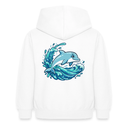 Kleiner.Delfin .große.Welle.kinder.hoodie - Weiß