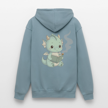 Kleiner.buecherdrache.unisex.hoodie - Nebelblau