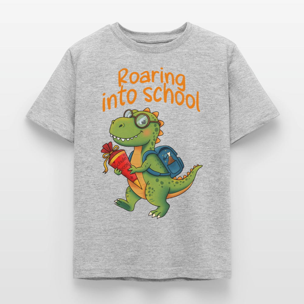 roaring-into-shool-kinder-t-shirt - Grau meliert