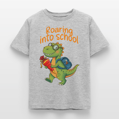 roaring-into-shool-kinder-t-shirt - Grau meliert