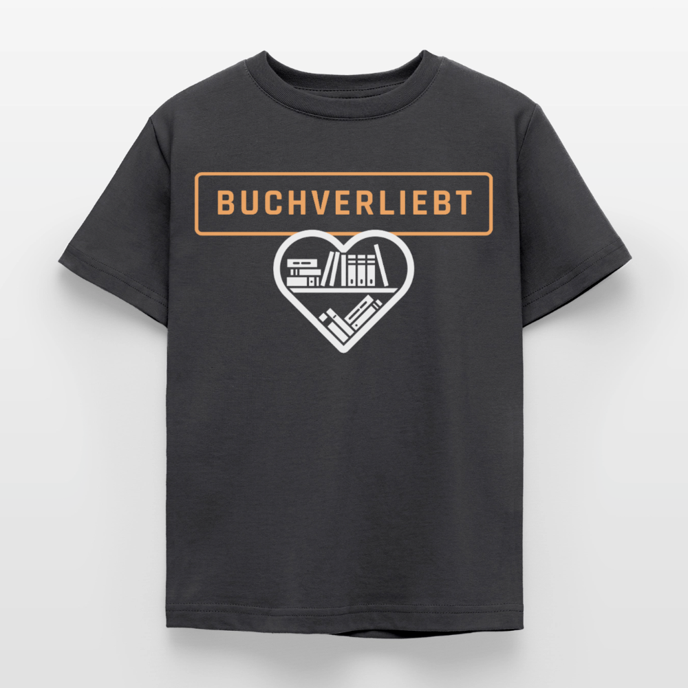 buchverliebt-kinder-t-shirt - Dunkelgrau