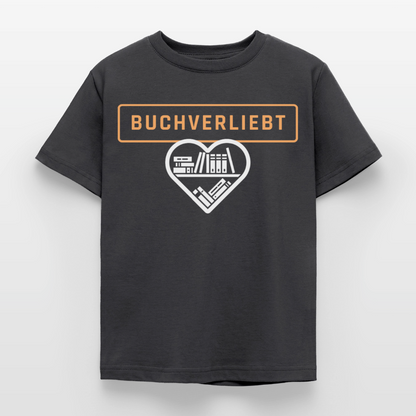 buchverliebt-kinder-t-shirt - Dunkelgrau