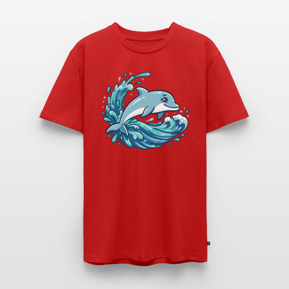 kleiner-delfin-grosse-welle-maenner-shirt-premium-standard - Rot