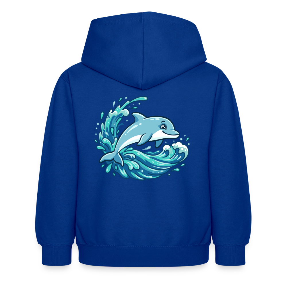 Kleiner.Delfin .große.Welle.kinder.hoodie - Royalblau