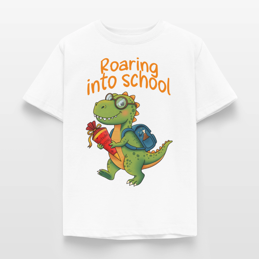 roaring-into-shool-kinder-t-shirt - Weiß