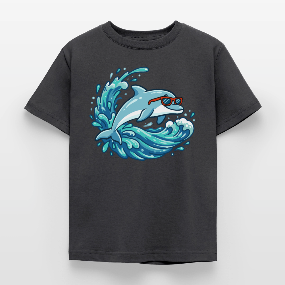 kleiner.delfin.grosse.welle.kinder.super.cool - Dunkelgrau