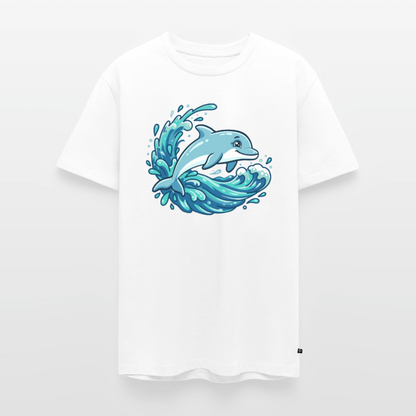 kleiner-delfin-grosse-welle-maenner-shirt-premium-standard - Weiß