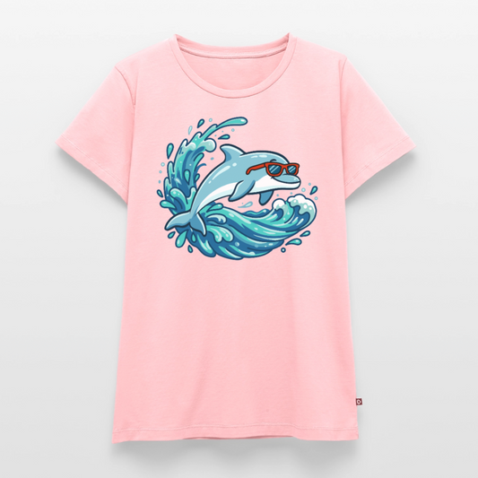 kleiner.delfin.grosse.welle.frauen.shirt.premium.super.cool - Rosa