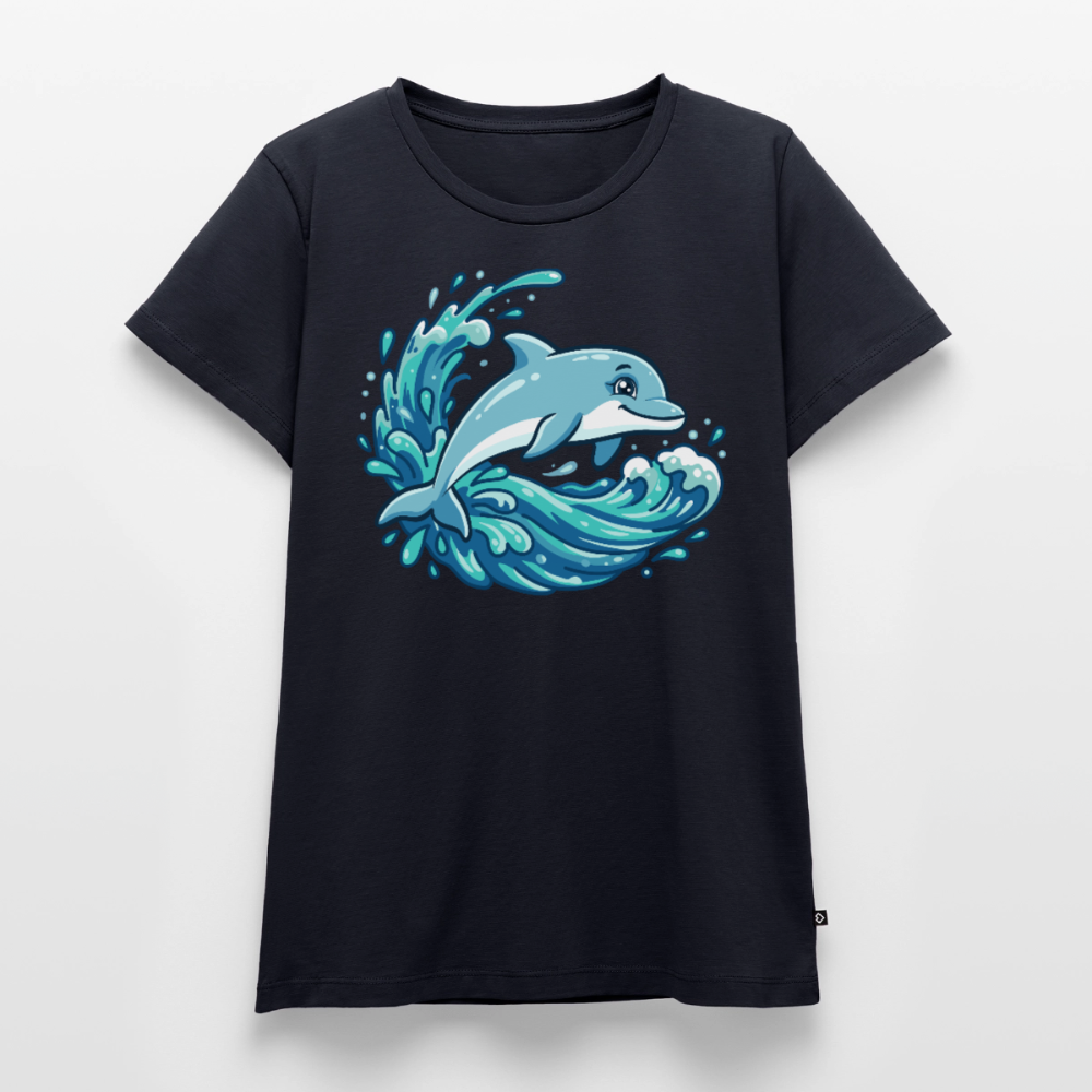 kleiner.delfin.grosse.welle.frauen.shirt.premium.standard - Navy