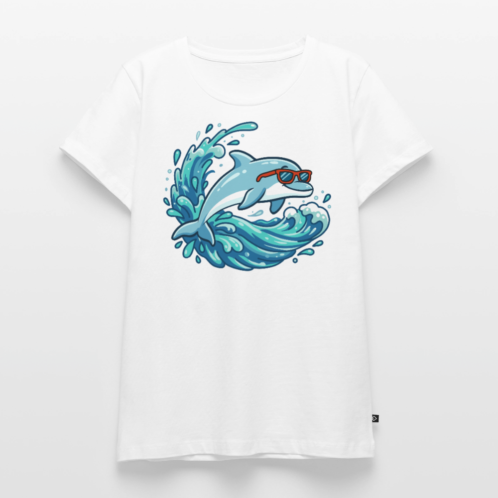 kleiner.delfin.grosse.welle.frauen.shirt.premium.super.cool - Weiß