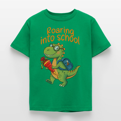 roaring-into-shool-kinder-t-shirt - Kelly Green