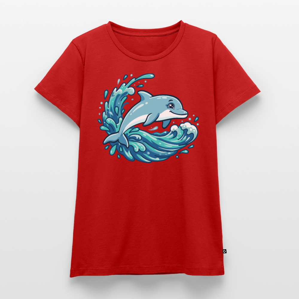 kleiner.delfin.grosse.welle.frauen.shirt.premium.standard - Rot