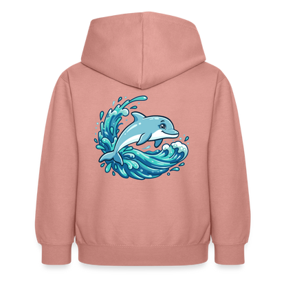 Kleiner.Delfin .große.Welle.kinder.hoodie - Altrosa