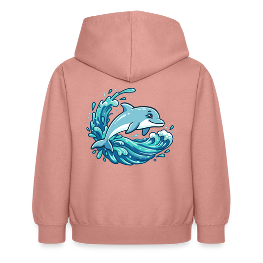 Kleiner.Delfin .große.Welle.kinder.hoodie - Altrosa