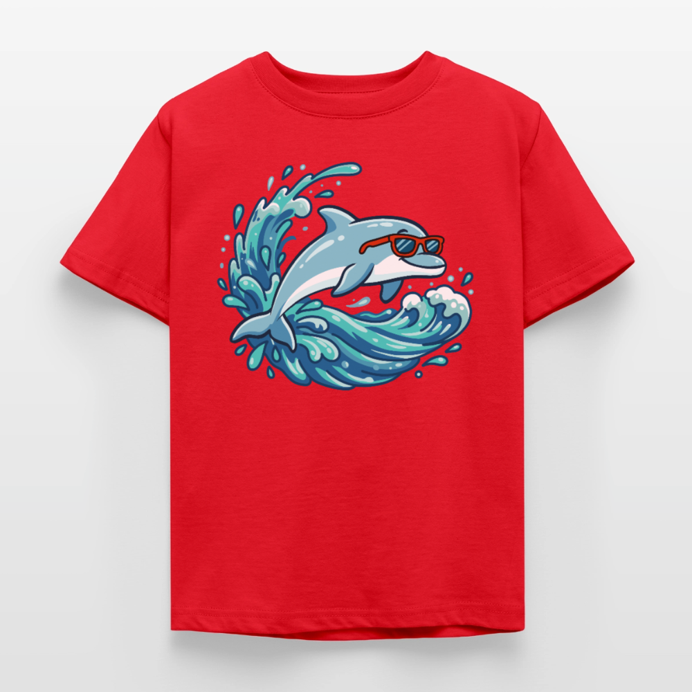 kleiner.delfin.grosse.welle.kinder.super.cool - Rot