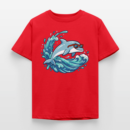 kleiner.delfin.grosse.welle.kinder.super.cool - Rot