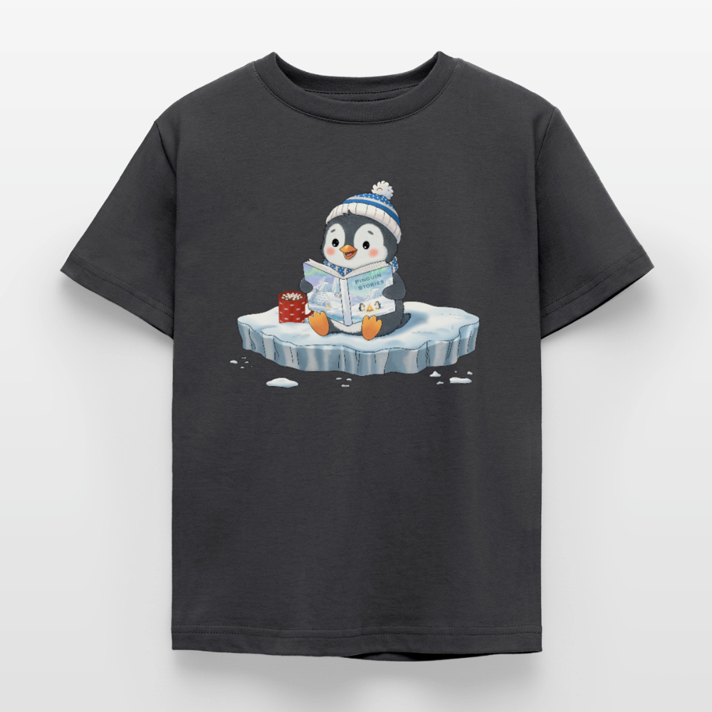 Cozy.Pinguin.Stories.Kinder.T-Shirt - Dunkelgrau