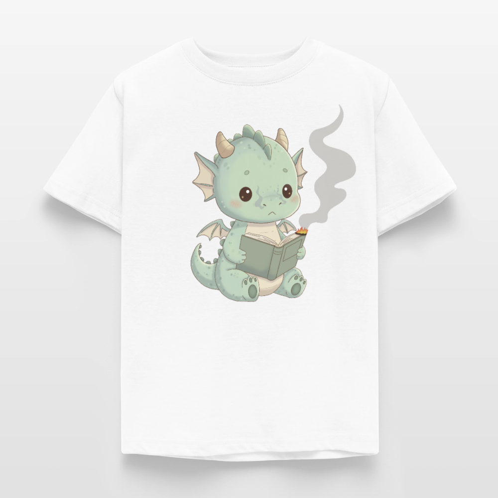 Kleiner.Bücherdrache.Kinder.T-Shirt - Weiß