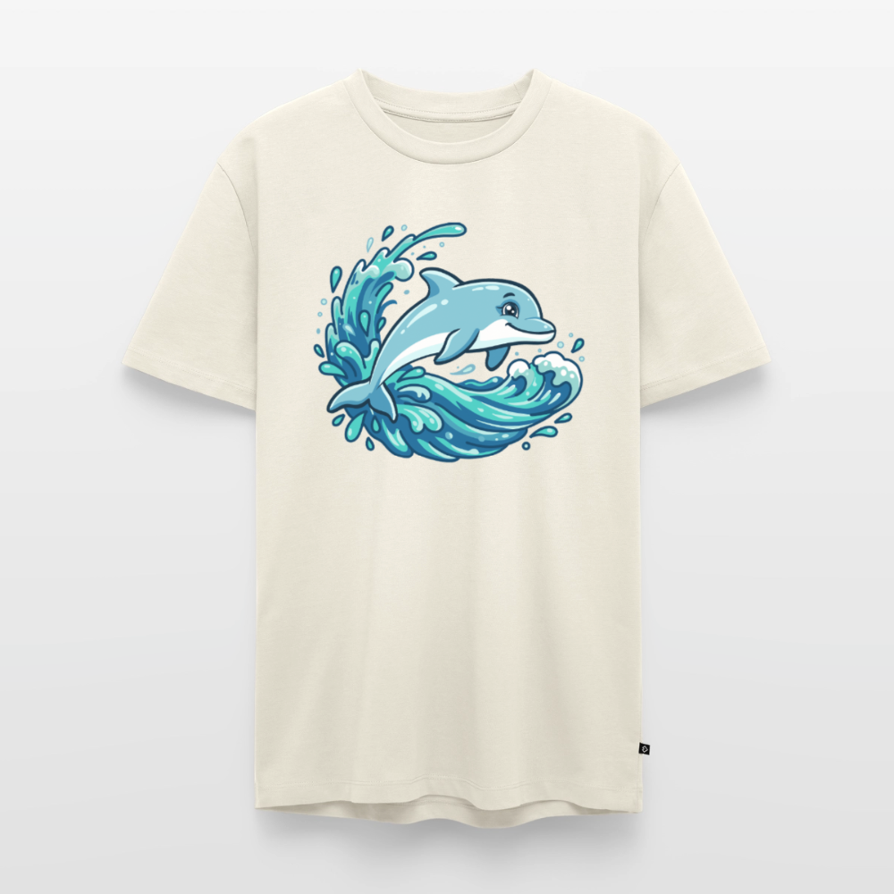 kleiner-delfin-grosse-welle-maenner-shirt-premium-standard - Naturweiß