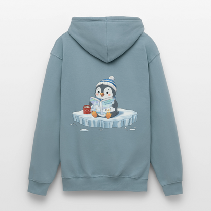 cozy.pinguin.stories.unisex.hoodie - Nebelblau
