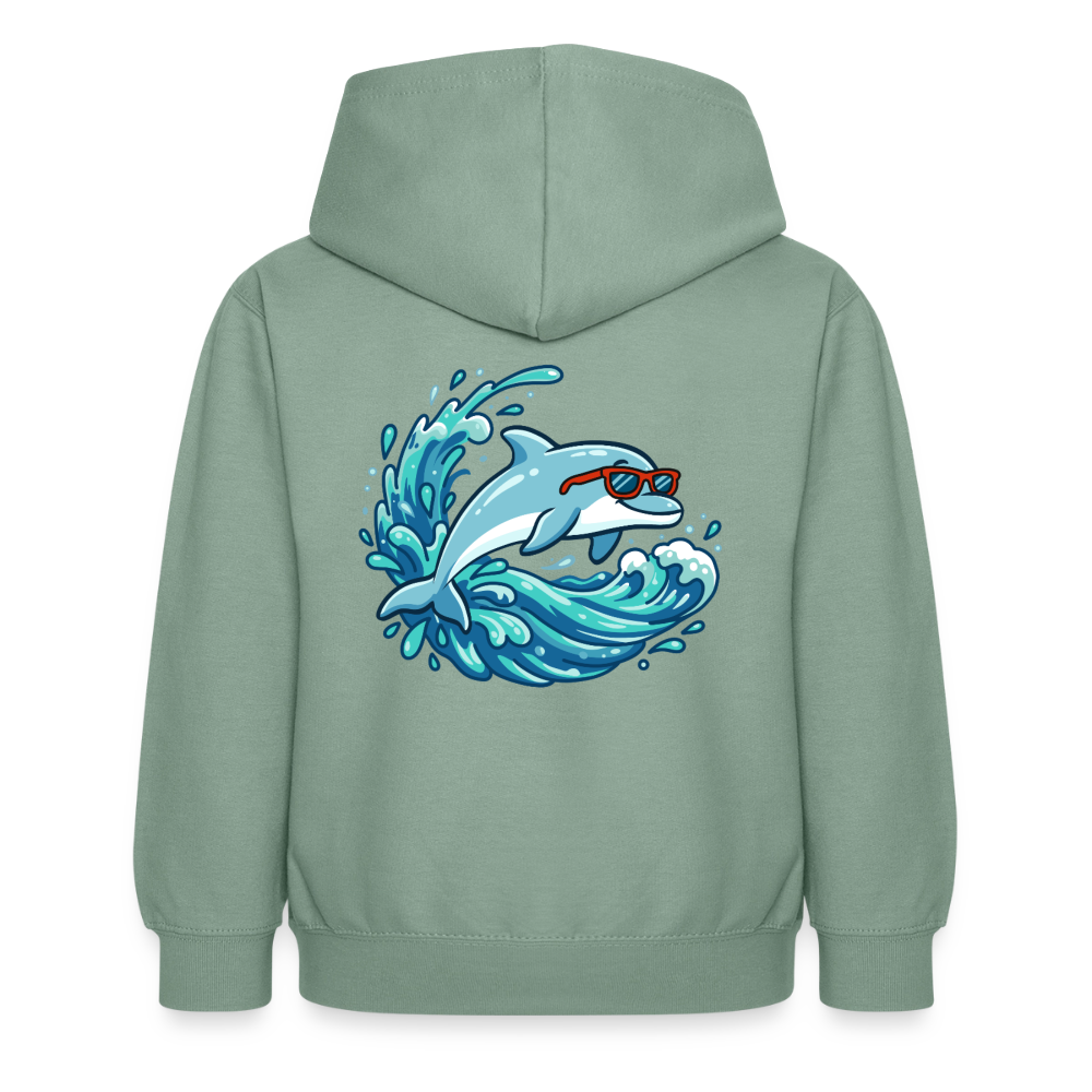 Kleiner.Delfin .große.Welle.supercool.kinder.hoodie - Graugrün