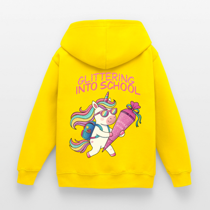 glittering-into-shool-kinder-hoodie - Gelb