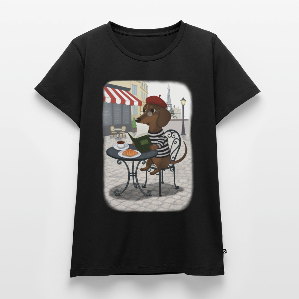 Dackel in Paris – Très Pawfect | Premium T-Shirt für Frauen - Schwarz