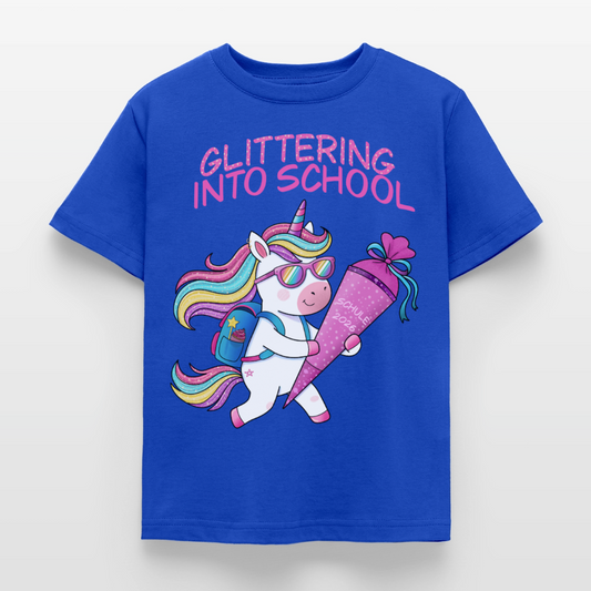 glittering-into-shool-kinder-t-shirt - Royalblau