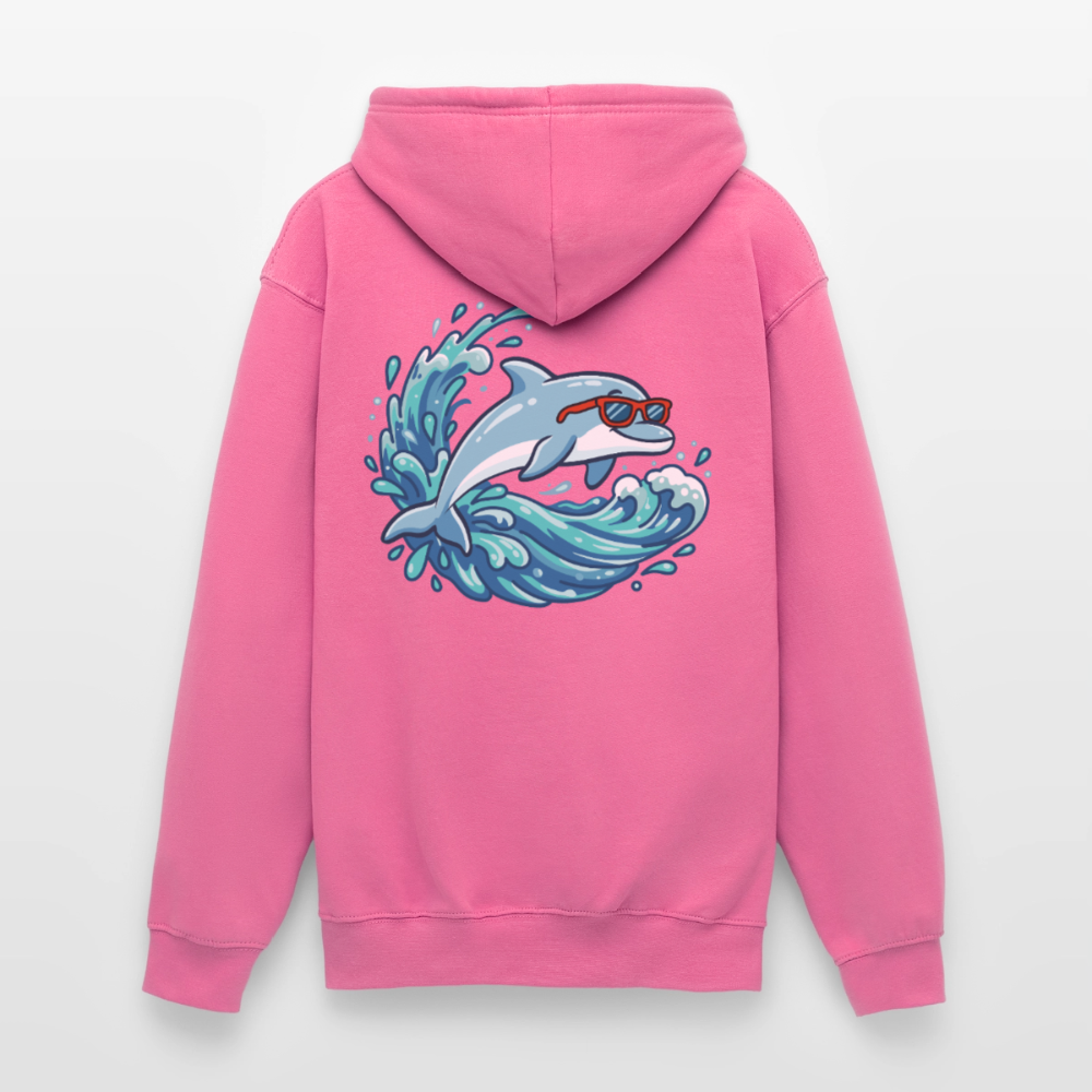 Kleiner.Delfin .große.Welle.supercool.unisex.hoodie - Pink