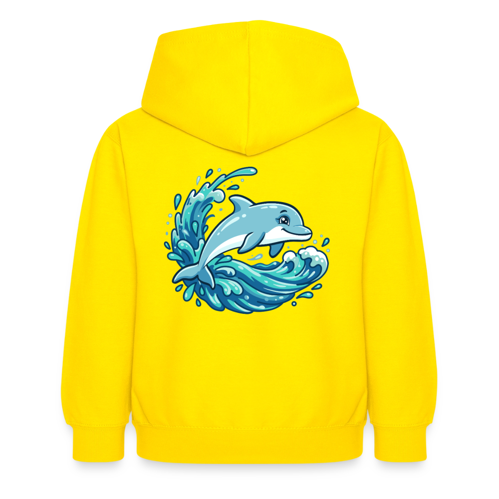 Kleiner.Delfin .große.Welle.kinder.hoodie - Gelb