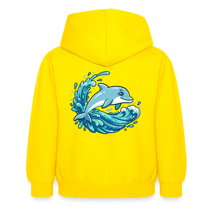 Kleiner.Delfin .große.Welle.kinder.hoodie - Gelb