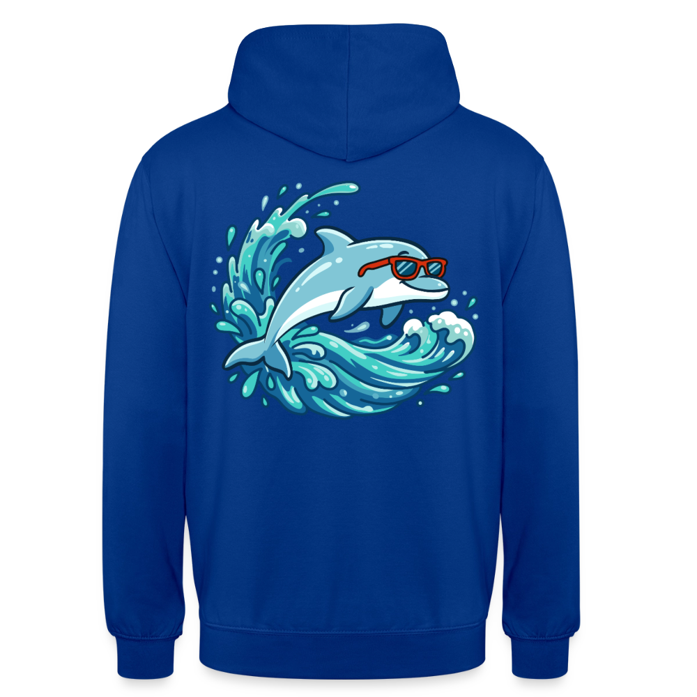 Kleiner.Delfin .große.Welle.supercool.unisex.hoodie - Royalblau
