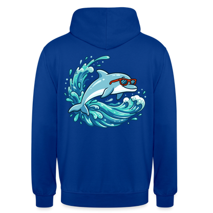 Kleiner.Delfin .große.Welle.supercool.unisex.hoodie - Royalblau