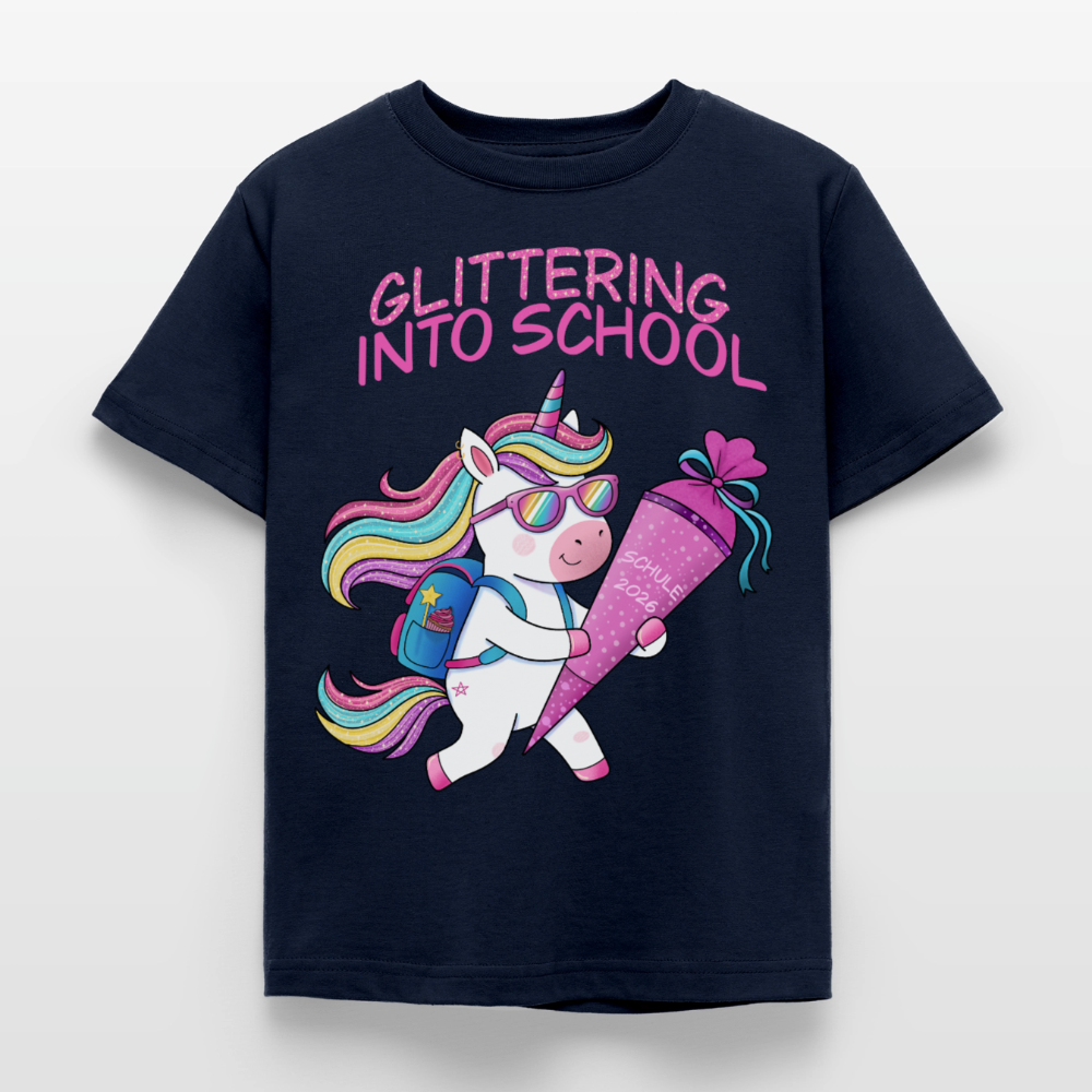 glittering-into-shool-kinder-t-shirt - Navy