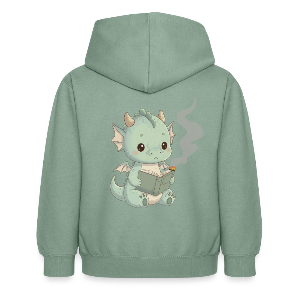 Kleiner.buecherdrache.kinder.hoodie - Graugrün
