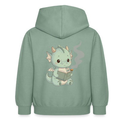 Kleiner.buecherdrache.kinder.hoodie - Graugrün