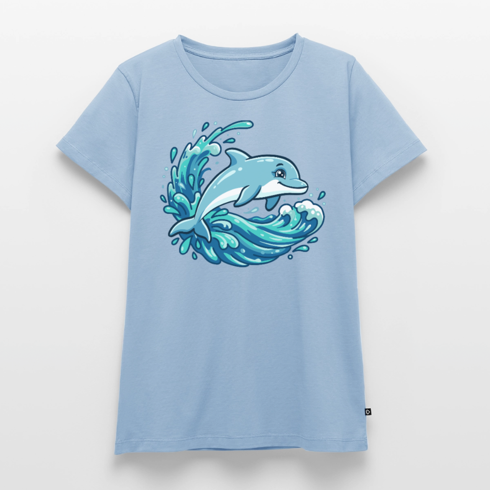 kleiner.delfin.grosse.welle.frauen.shirt.premium.standard - Hellblau