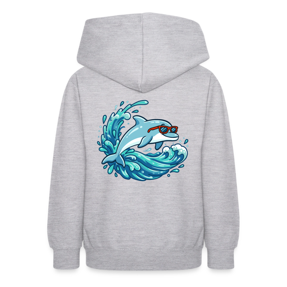 Kleiner.Delfin .große.Welle.supercool.teenager.hoodie - Hellgrau meliert