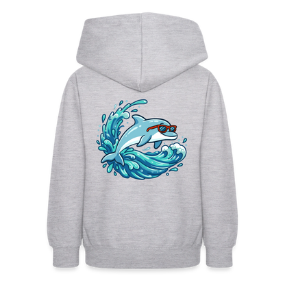 Kleiner.Delfin .große.Welle.supercool.teenager.hoodie - Hellgrau meliert