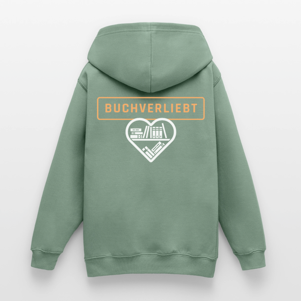buchverliebt-teenager-hoodie - Graugrün