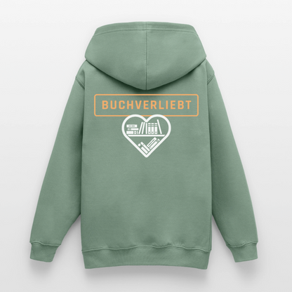 buchverliebt-teenager-hoodie - Graugrün