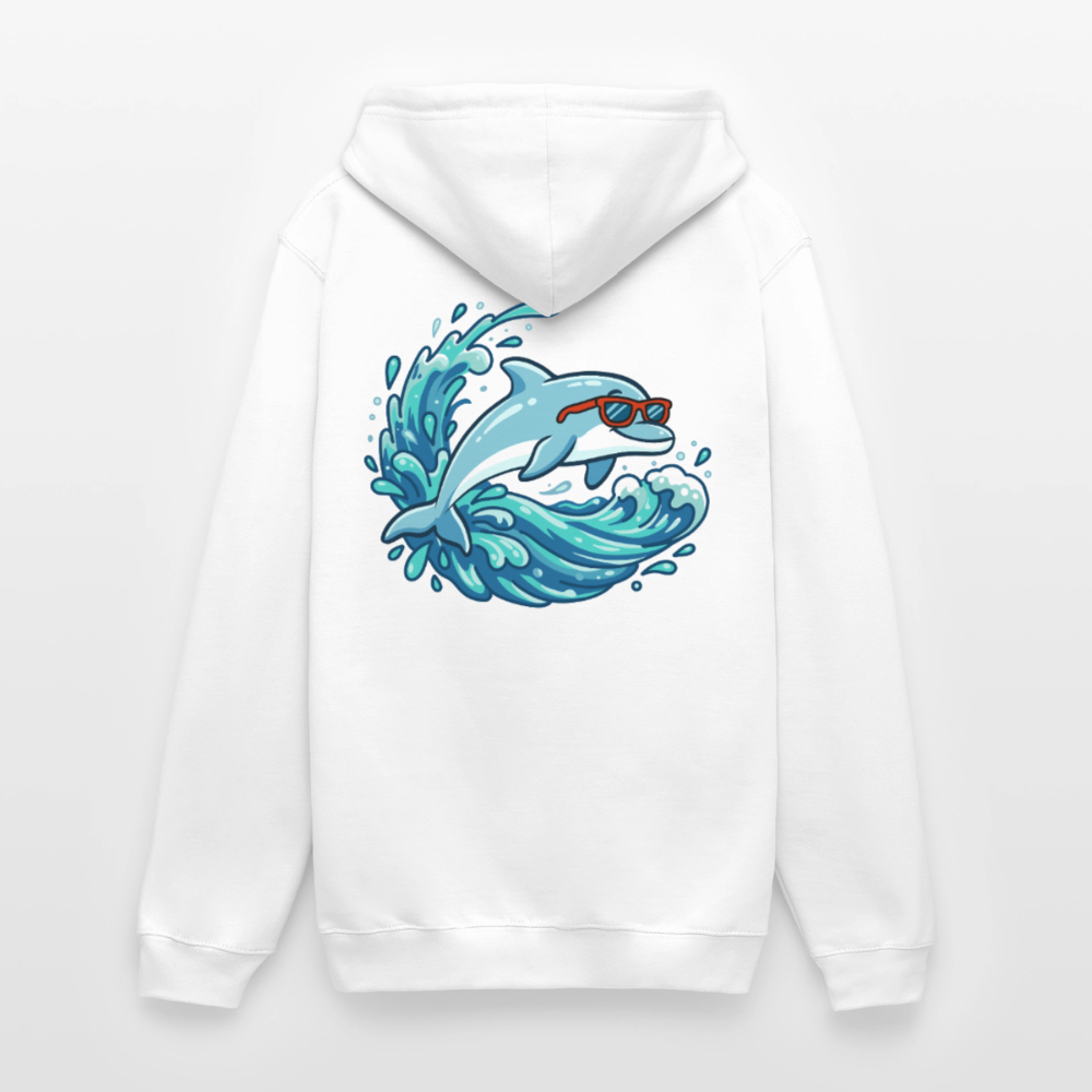 Kleiner.Delfin .große.Welle.supercool.unisex.hoodie - Weiß