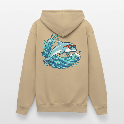 Kleiner.Delfin .große.Welle.supercool.unisex.hoodie - Beige